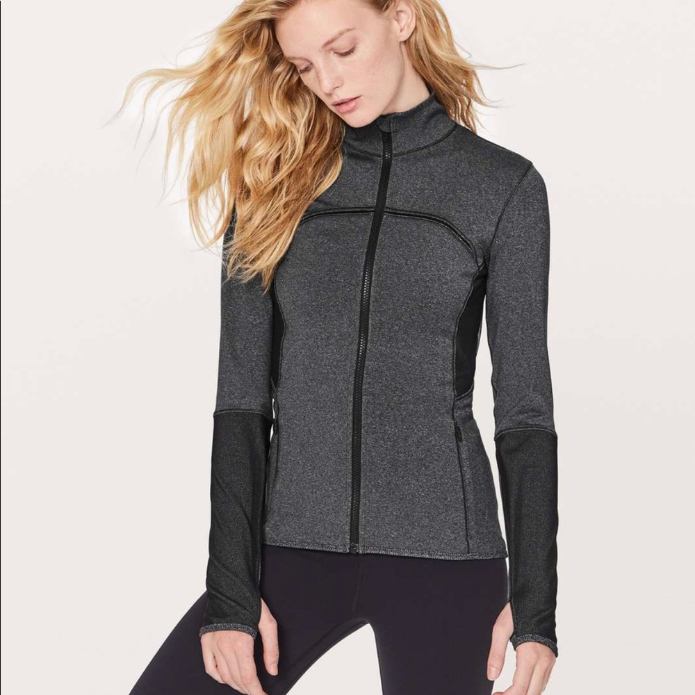 Lululemon Full Zip Jacket Heathered Gray Black 10
